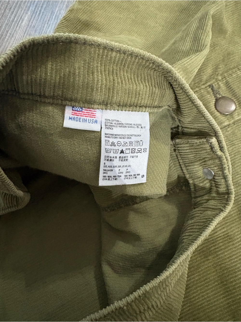 American Apparel Olive Green Corduroy Button-Front A-Line Skirt - Picture 4 of 5